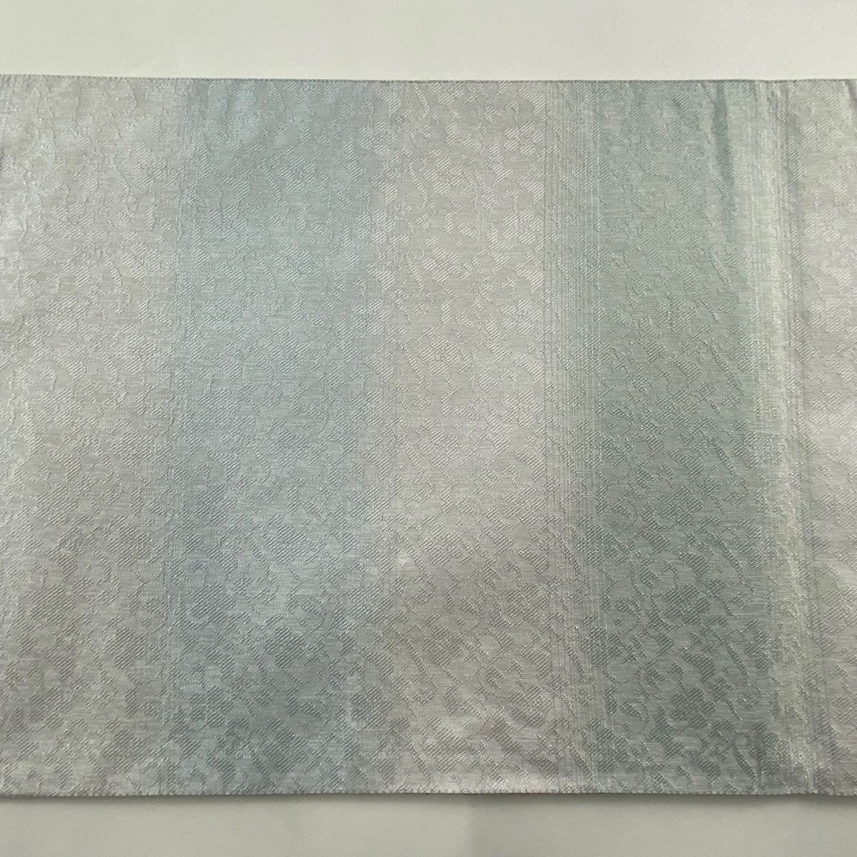 袋帯 作家物 落款有り 金銀糸 ライトグレー 変わり市松 絹 中古 kp1653 袋帯 作家物 落款有り 金銀糸 ライトグレー 変わり市松 絹 中古