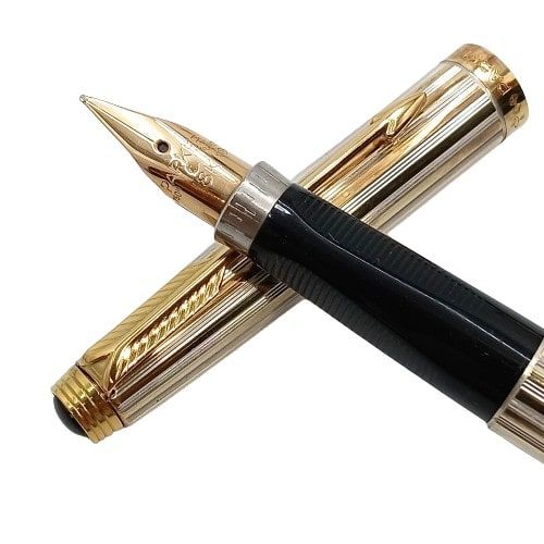 PARKER パーカー万年筆アルジェント･マシーフ ゴドロン バーメイル M18K刻印 18金ペン 18K 750M 元箱入りMB