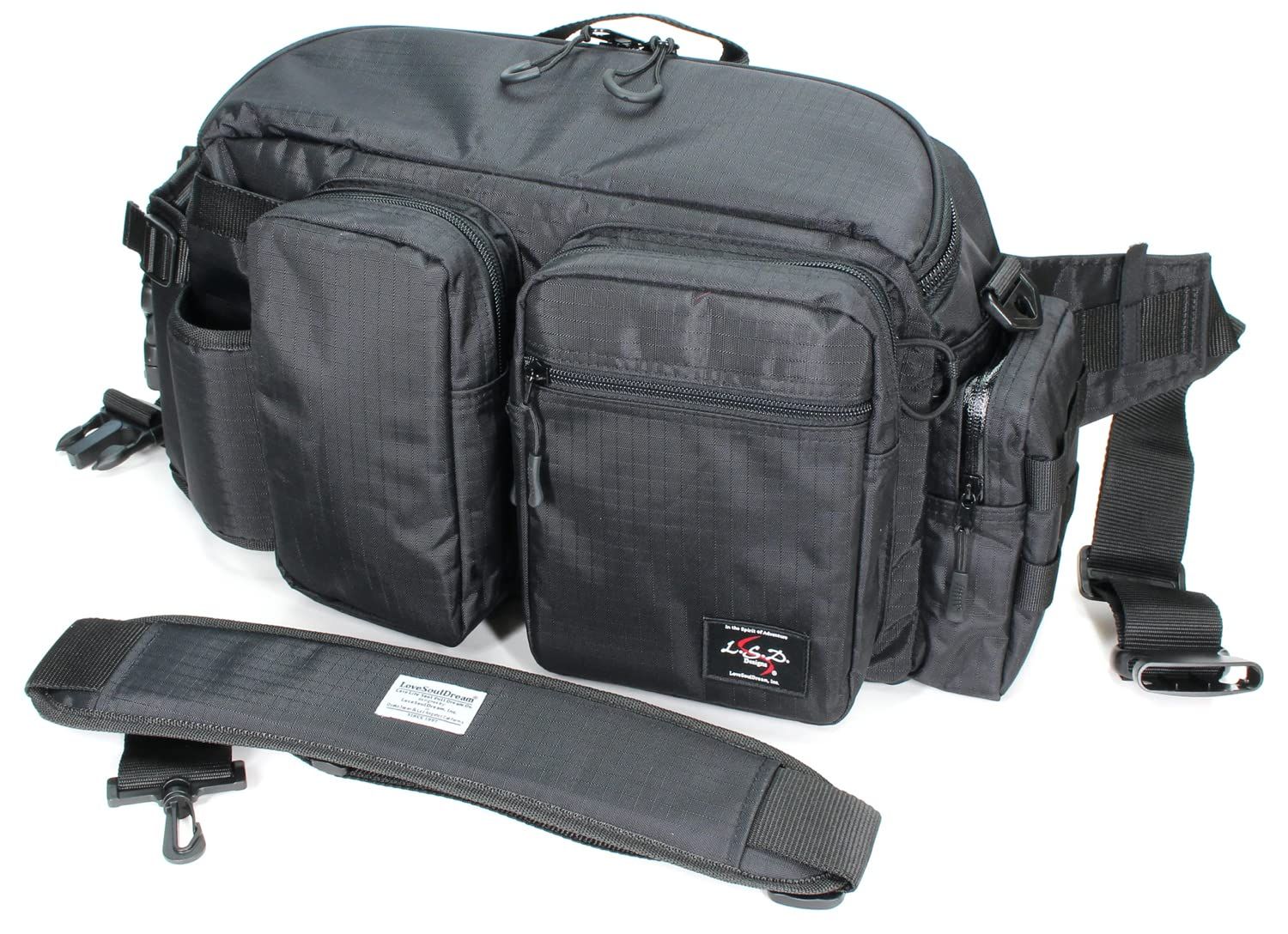 ラブソウルドリーム Love Soul Dream LSDデザインズ ヒップバッグチューンド モンスター 釣りバッグ ショルダー 大容量 ロッドホルダー ランガン 撥水加工生地 多機能