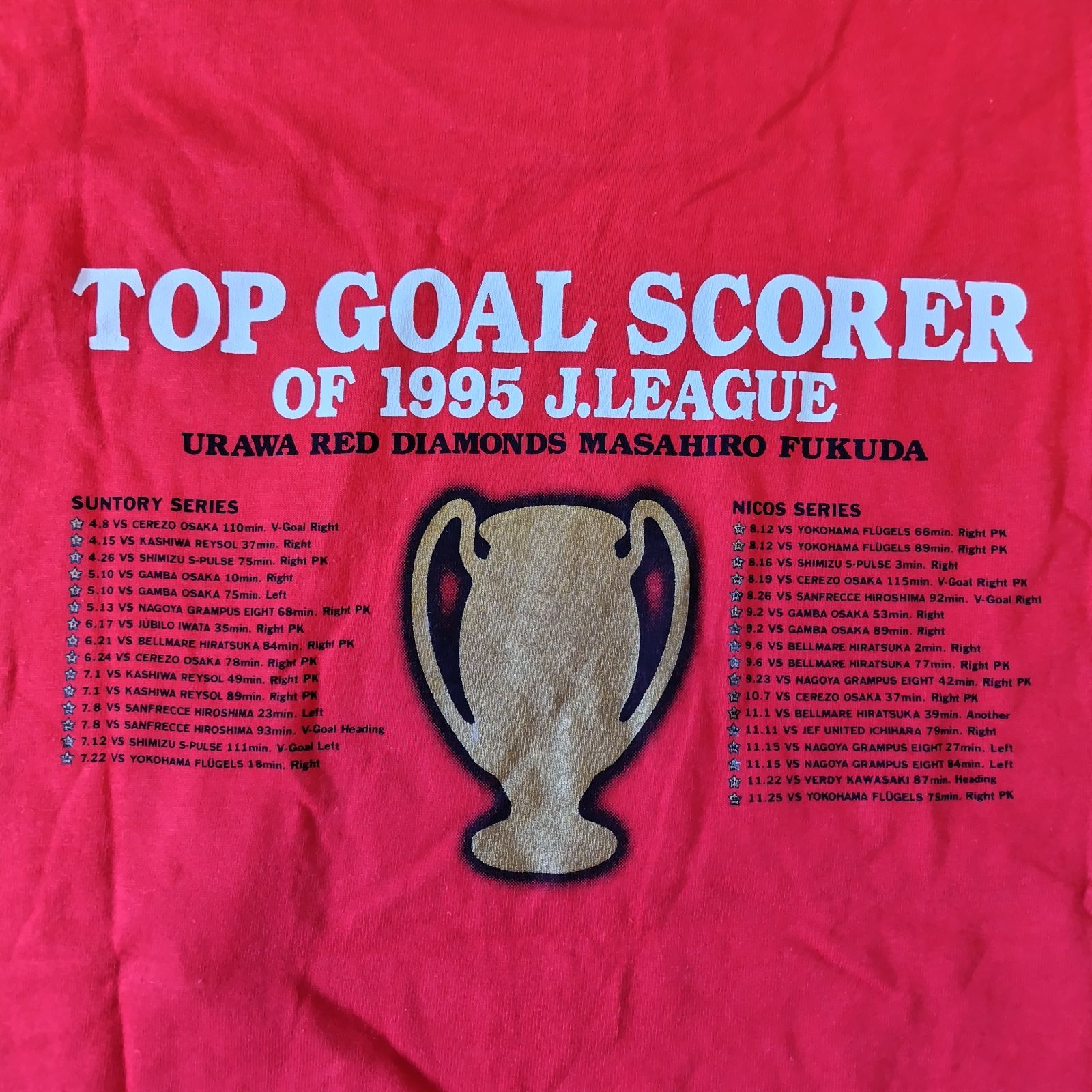 90s USA製 浦和レッズ 1995年 得点王 福田正博 Jリーグ J LEAGUE