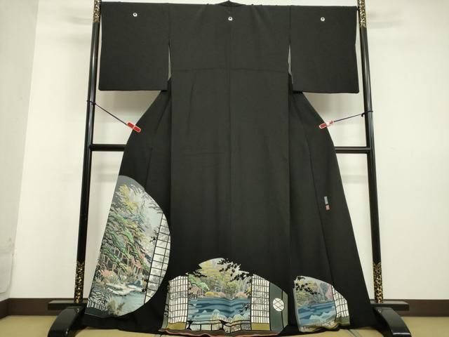 平和屋着物○本加賀友禅作家 西尾翠峰 黒留袖 風景文 亀甲橋