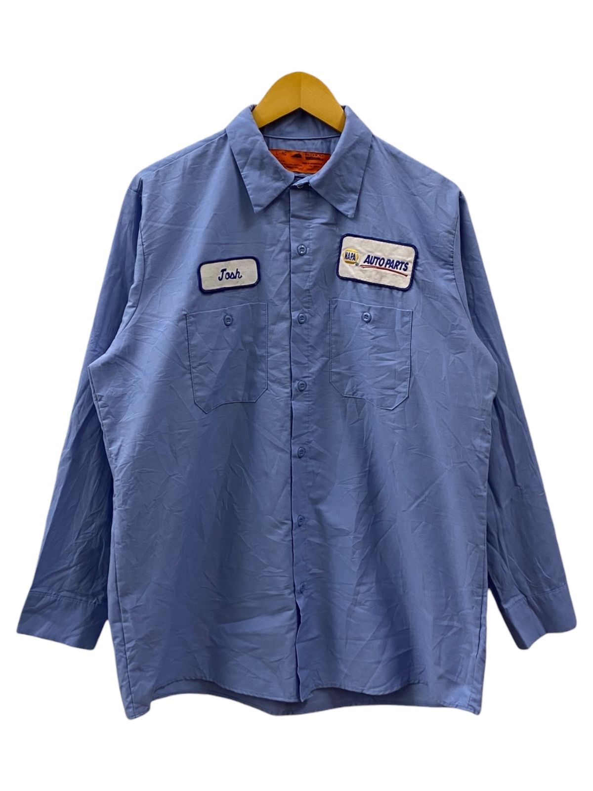 RED KAP (レッドキャップ) 長袖シャツ ワークシャツ ワッペン L ブルー メンズ/078