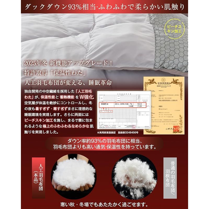 Softime 掛け布団 セミダブル 冬 人工羽毛布団 ダックダウン93 相当 最先端素材エアロゲル×グラフェン繊維 肌掛け布団 350dp相当 立体キルト 軽くて暖かい 冬用 掛けふとん あったか ホコリ出にくい 洗える 抗菌防臭 防ダニ 柔らかな肌 0