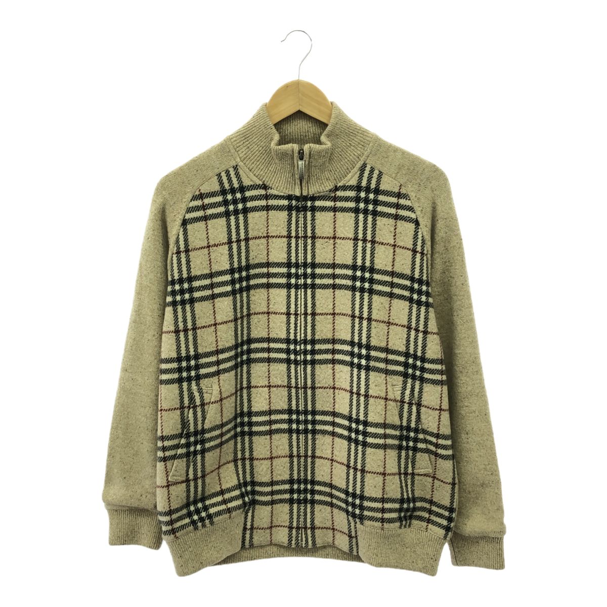 BURBERRY　ジップアップニットジャケット　裏地ノバチェック　Мサイズ BURBERRY LONDON(バーバリーロンドン) Nova Check Nylon Zip Up Jacket