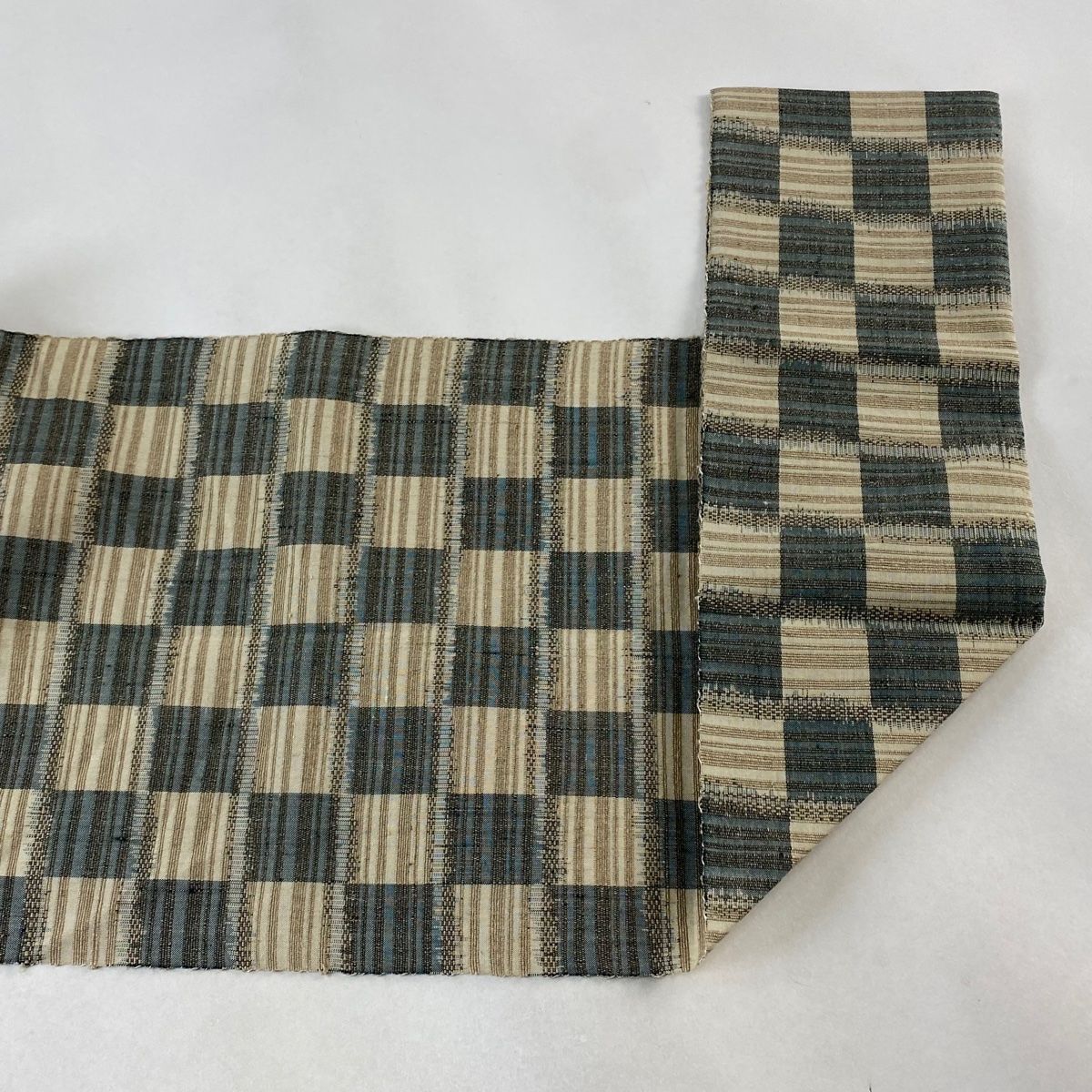 名古屋帯 美品 逸品 証紙 八寸名古屋帯 松葉仕立て 小千谷紬 透かし俵 