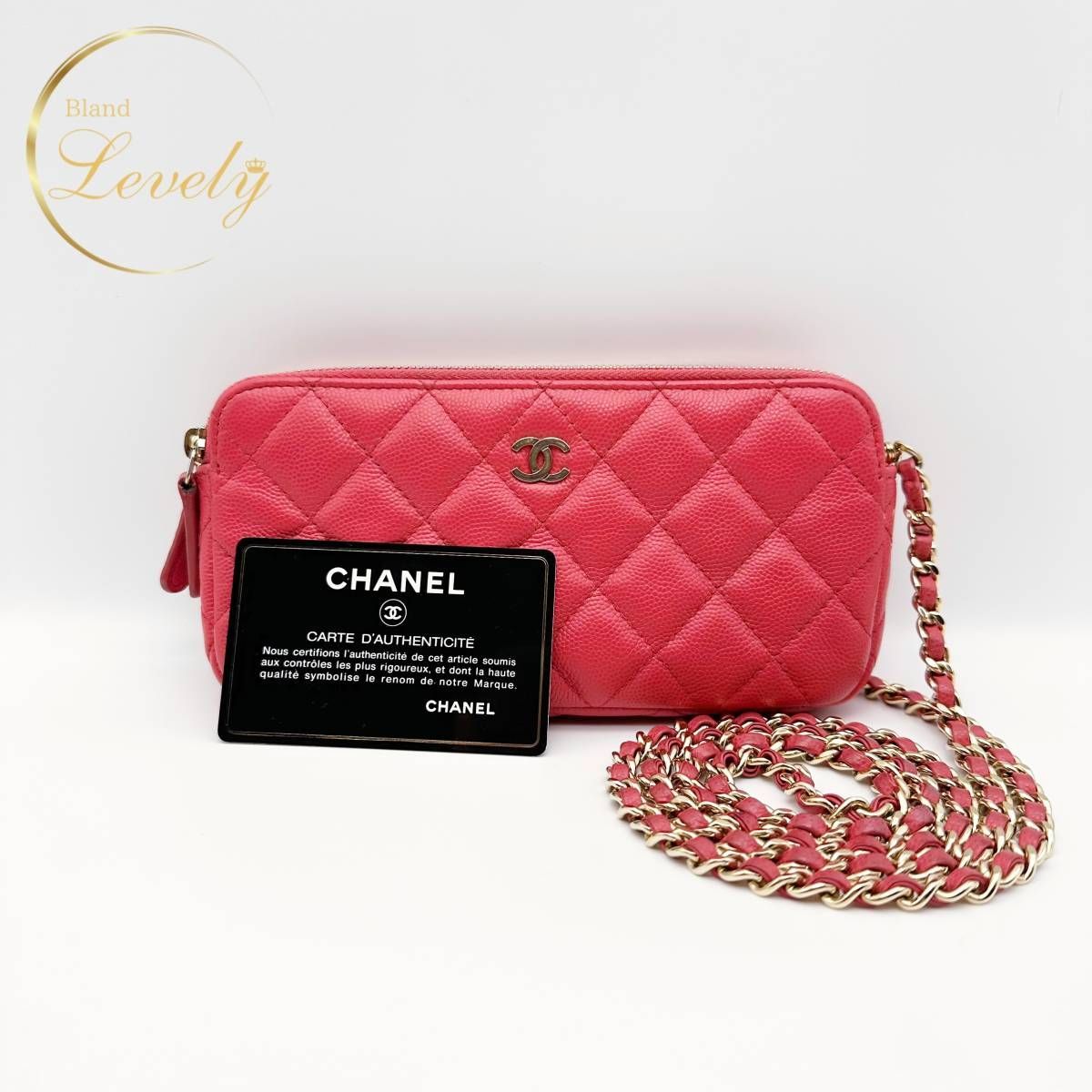 CHANEL シャネル マトラッセ キャビアスキン チェーンウォレット 