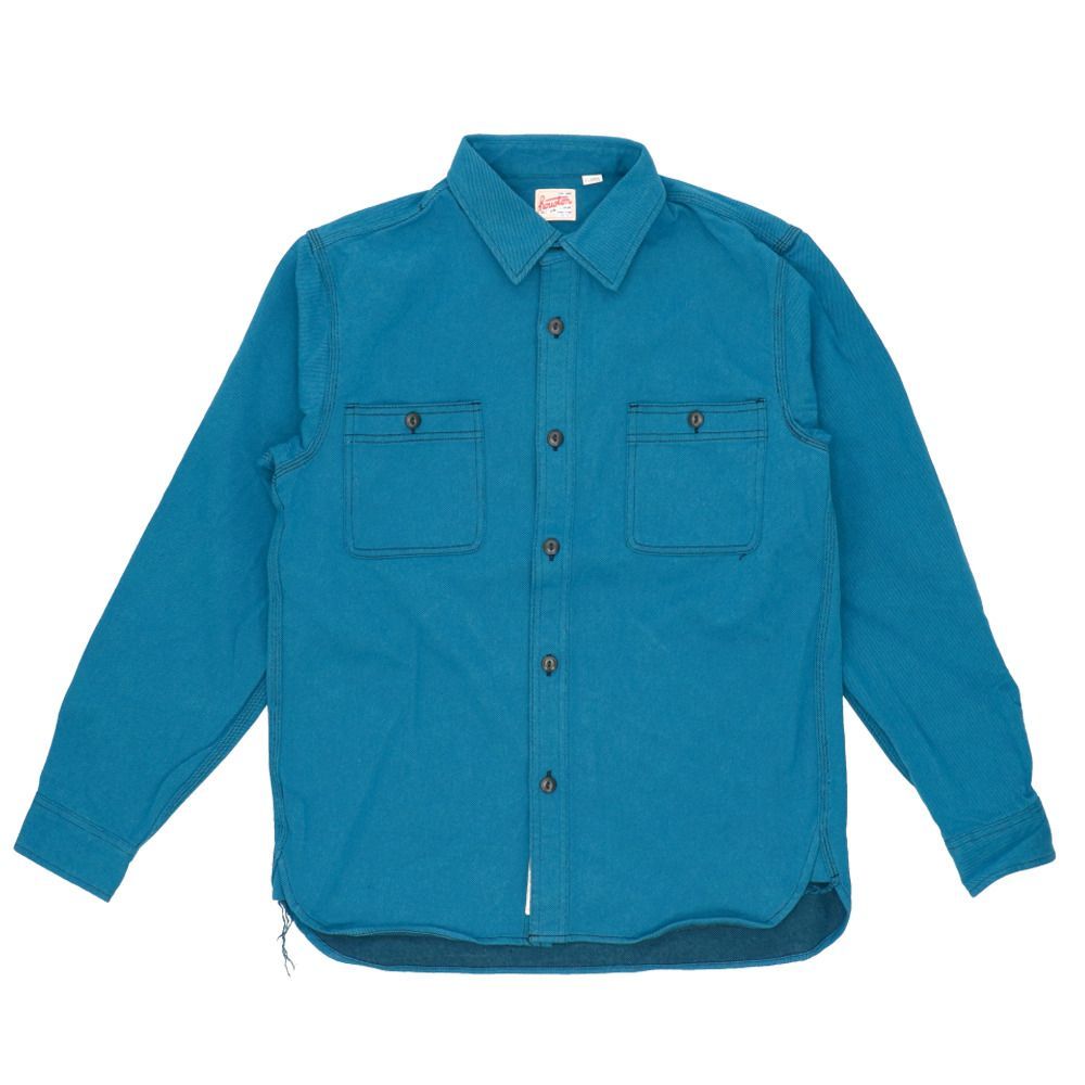 BLUE  2XLサイズ  HOUSTON ヒューストン ソリッドビエラシャツ HOUSTON ヒューストン 厚手 シャツ メンズ 長袖 ワークシャツ 長袖シャツ ビエラシャツ 秋 冬 重ね着 無地 コットン 大きいサイズ オー