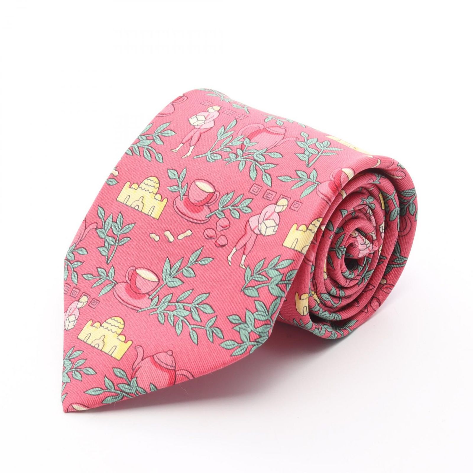 フランス製エルメス エルメス ネクタイ ピンク ネクタイ ピンク系 H柄