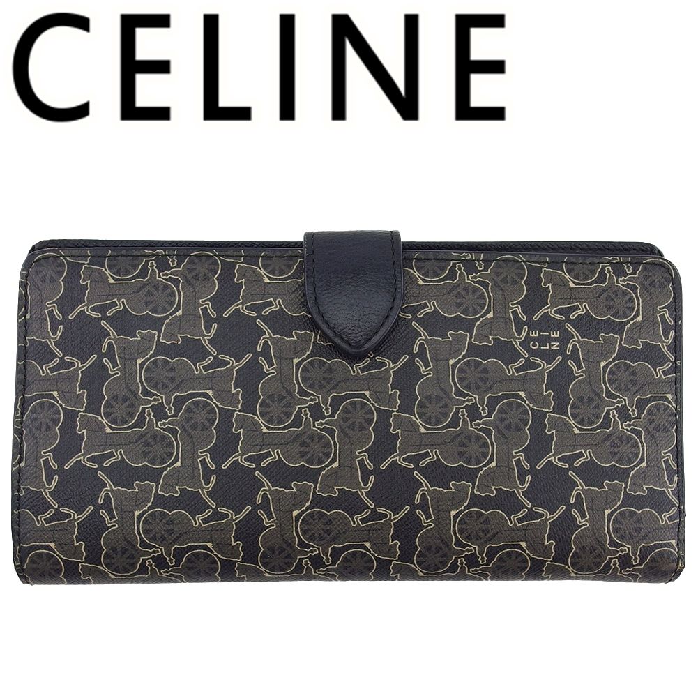 CELINE サルキーライン 長財布 セリーヌ CELINE 長財布 馬車柄 サルキーライン グレー×ベージュ
