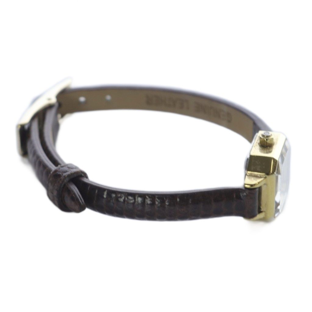 エテ ete クォーツ オクタゴンフェイス レザーベルト 腕時計 茶色