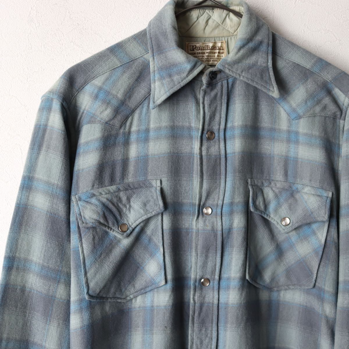 USA製 70s ペンドルトン PENDLETON チェック ネルシャツ ブルー