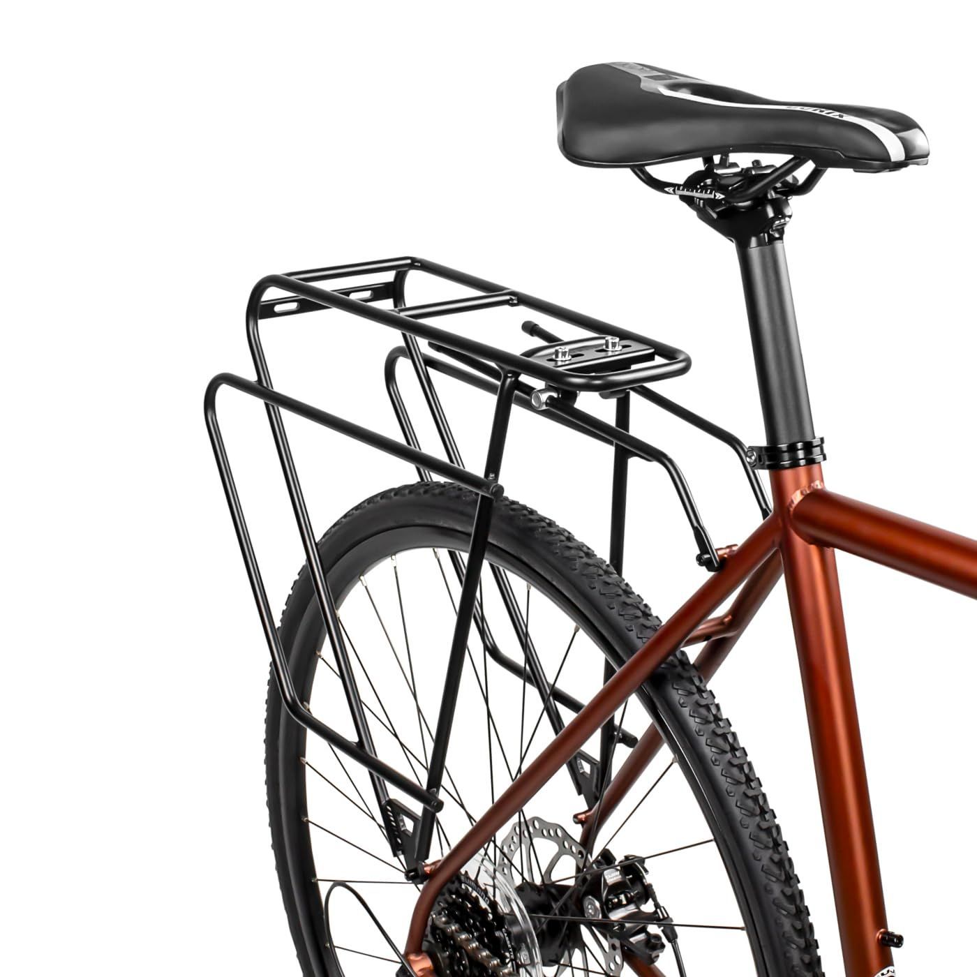 GORIX ゴリックス リアキャリア 自転車 グラベルロード リアラック 荷台 後つけ 26-29インチ 700c ディスクブレーキ GRR681 マットブラック リアラック カスタム 荷物ラック 自転車キャリア