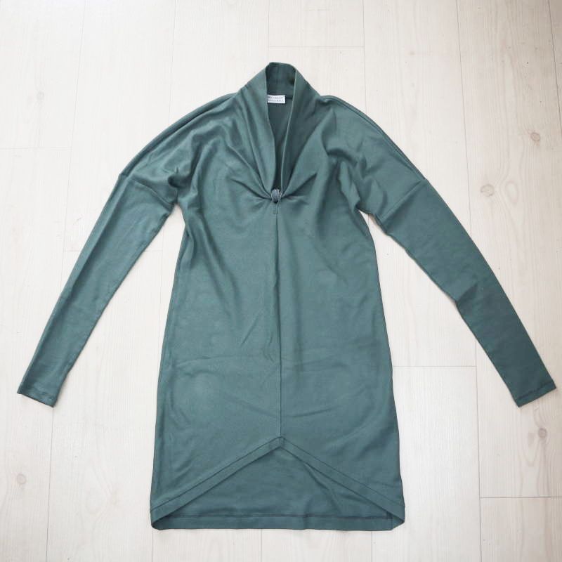 BRUNELLO CUCINELLI ブルネロクチネリ コットン|ポリウレタン|ウール 長袖 ワンピース S グリーン M09-k030