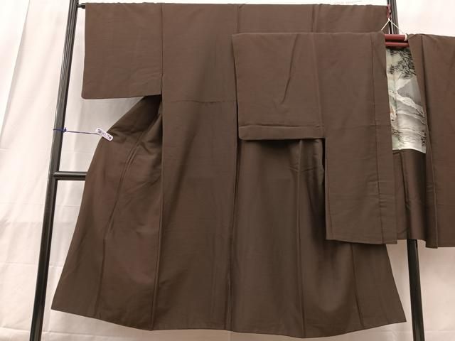 平和屋着物○男性 紬 アンサンブル 涅色 正絹 逸品 未使用 DAAS2480tw