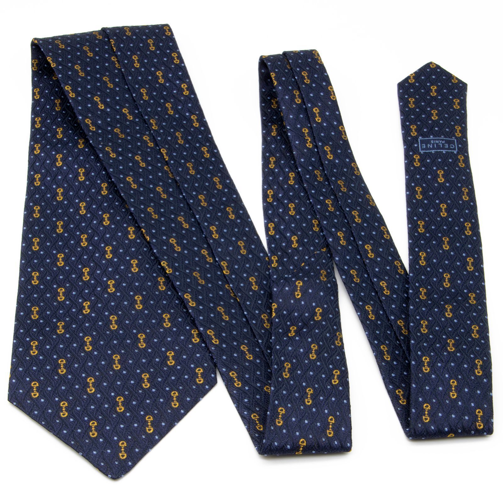 送料無料 セリーヌ ネクタイ ワイドタイ ジャガードタイ 新品同様