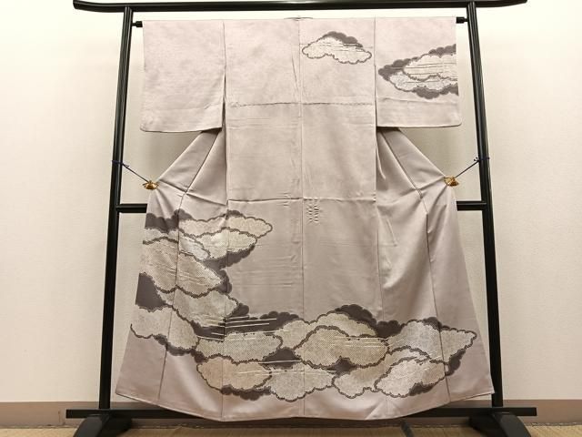 平和屋着物□訪問着 作家物 駒刺繍 雲重ね文 銀糸 正絹 逸品