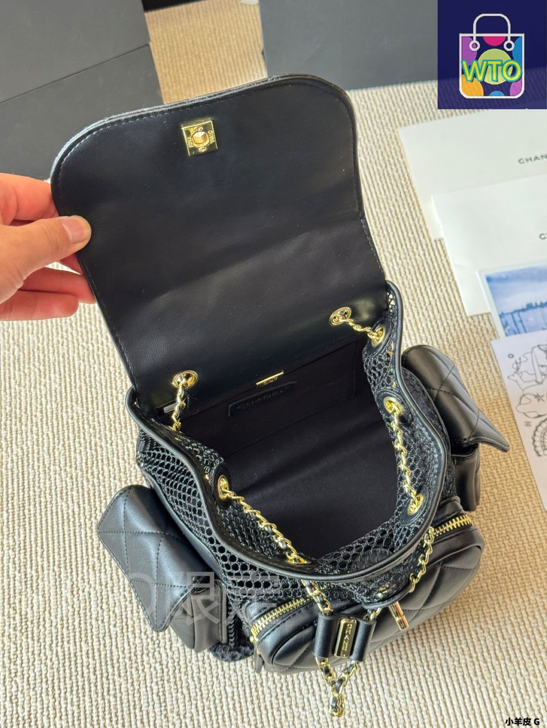 【透け感が可愛い♪】CHANEL 25SS バックパック 今日特価】Vintage Chanel 25ss ハンドメイド感 透け編みバック