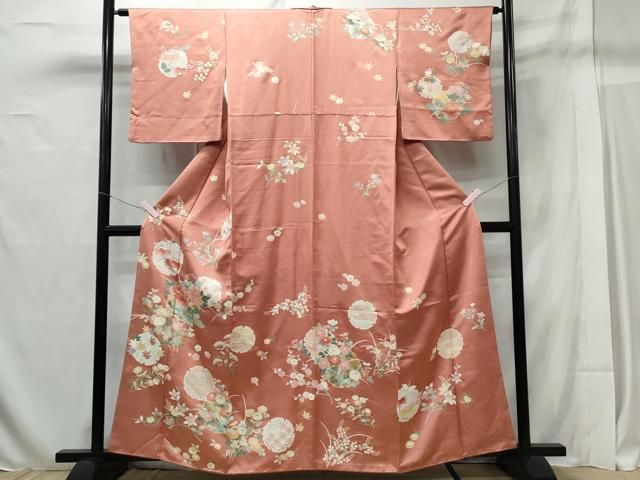 平和屋着物□訪問着 駒刺繍 雪輪草花文 金彩 正絹 逸品