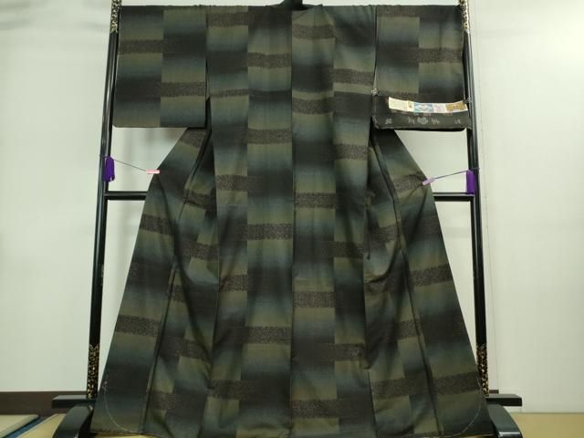 平和屋着物 上 本場大島紬 7マルキ 古代染色純泥染 横段文 織の原田謹製 証紙付き DZAA9092kh5