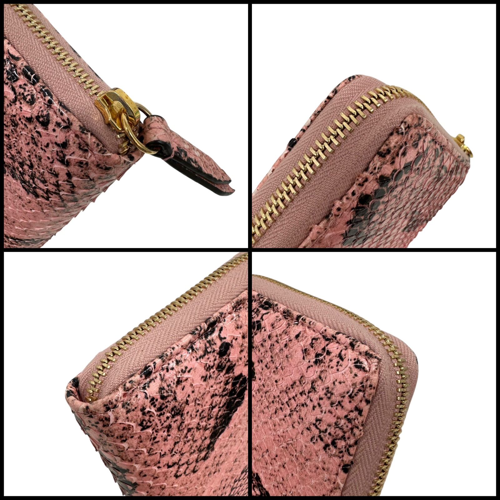 ✨美品✨GUCCI グッチ GGマーモント パイソン ピンク 長財布 ラウンド