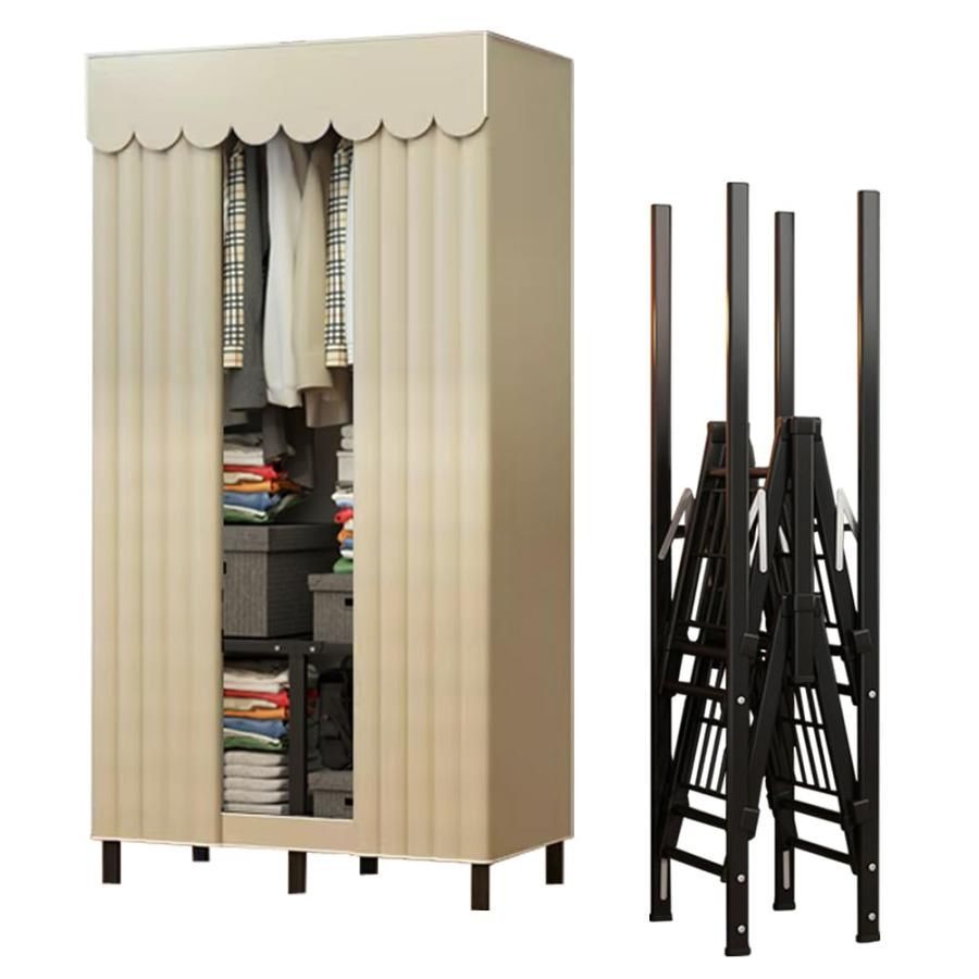 ワードローブ カバー付き 組み立て不要 大容量 クローゼット オックスフォード布 クローゼット ハンガーラック 衣類収納ラック 省スペース 防水 防塵 防汚 耐用