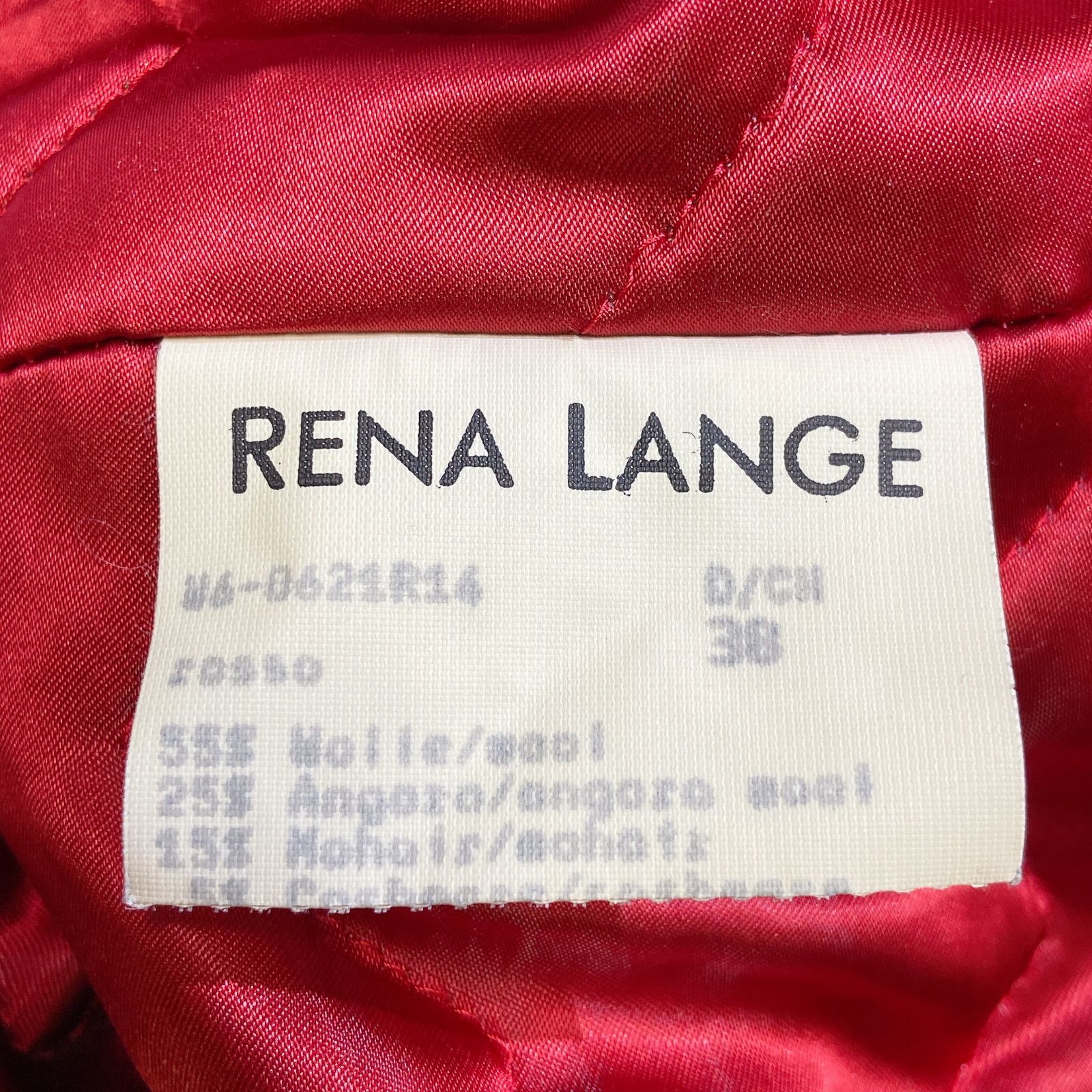 RENA LANGE ジャケット コート ロング 赤 レッド RENA LANGE レナランゲ ステンカラーコート ウール 赤 38サイズ