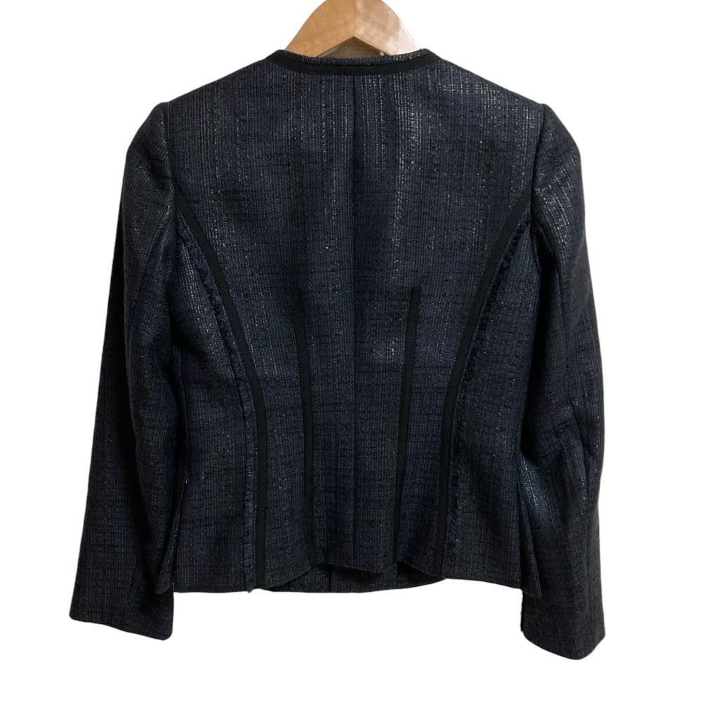 FOXEY フォクシー ツイード ノー ジャケット 27954 サイズ38 ネイビー レディース 古着