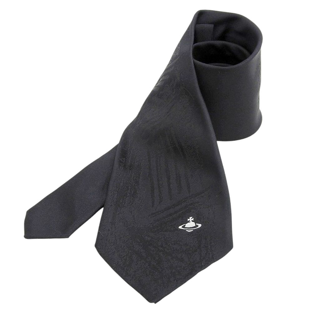 美品 Vivienne Westwood ジャガード オーブ柄 総ロゴ ネクタイ ヴィヴィアンウエストウッド ネクタイ オーブ 総柄 光沢 ジャ