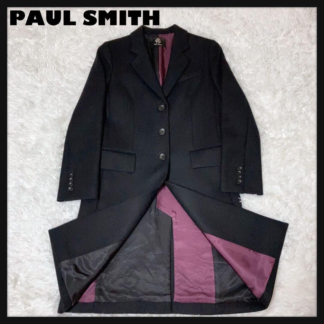 最終値下げ Paul Smith Collection チェスターコート 美品】PAUL SMITH チェスターコート ウール キュプラ 黒 紫 38