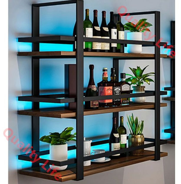 工業用ワインラック、壁掛け式バーシェルフ、家庭用ワイン収納ラック