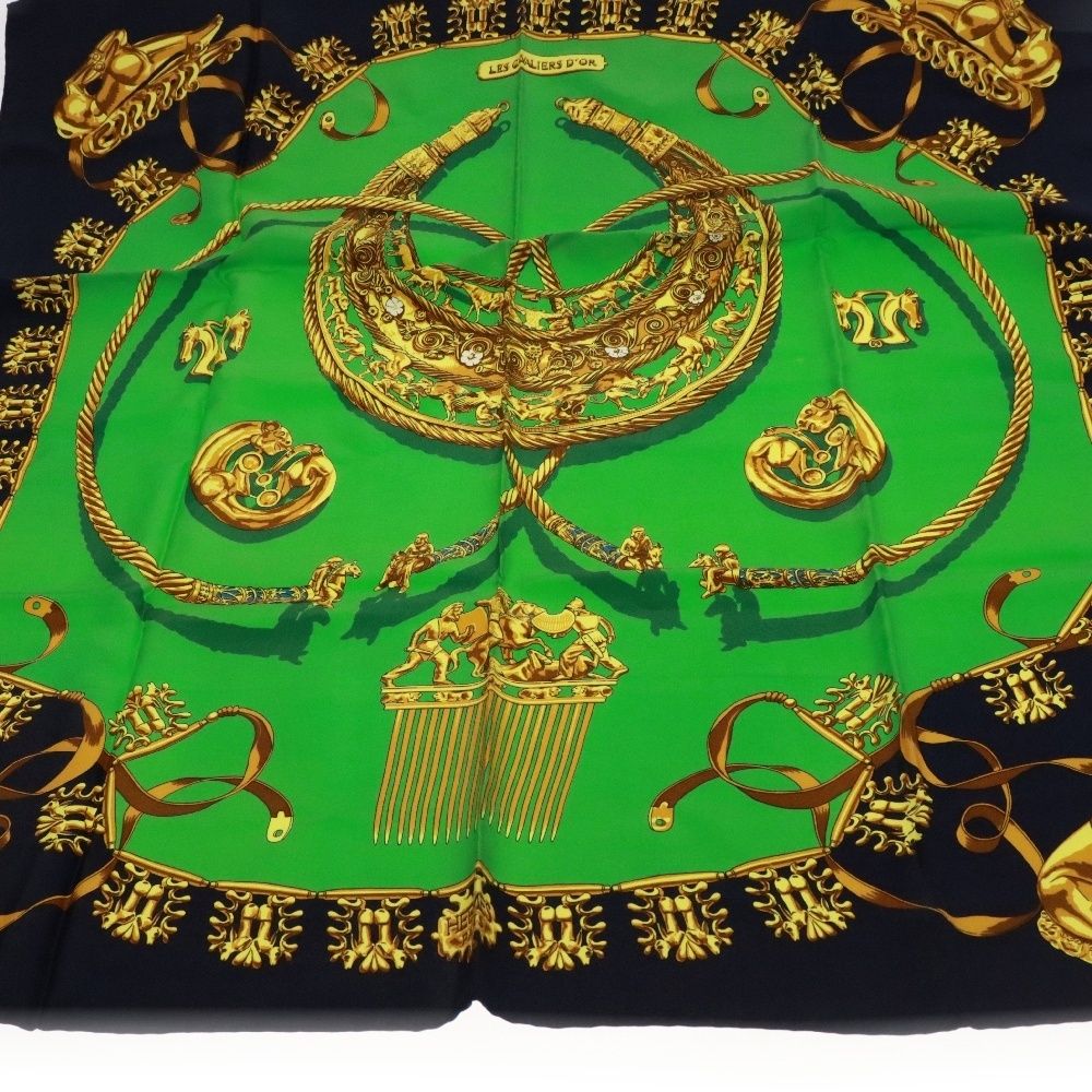 HERMESエルメス カレ90 LES CAVALIERS D'OR 黄金の騎士 HERMES エルメス 黄金の騎士 LES CAVALIERS D`OR シルク