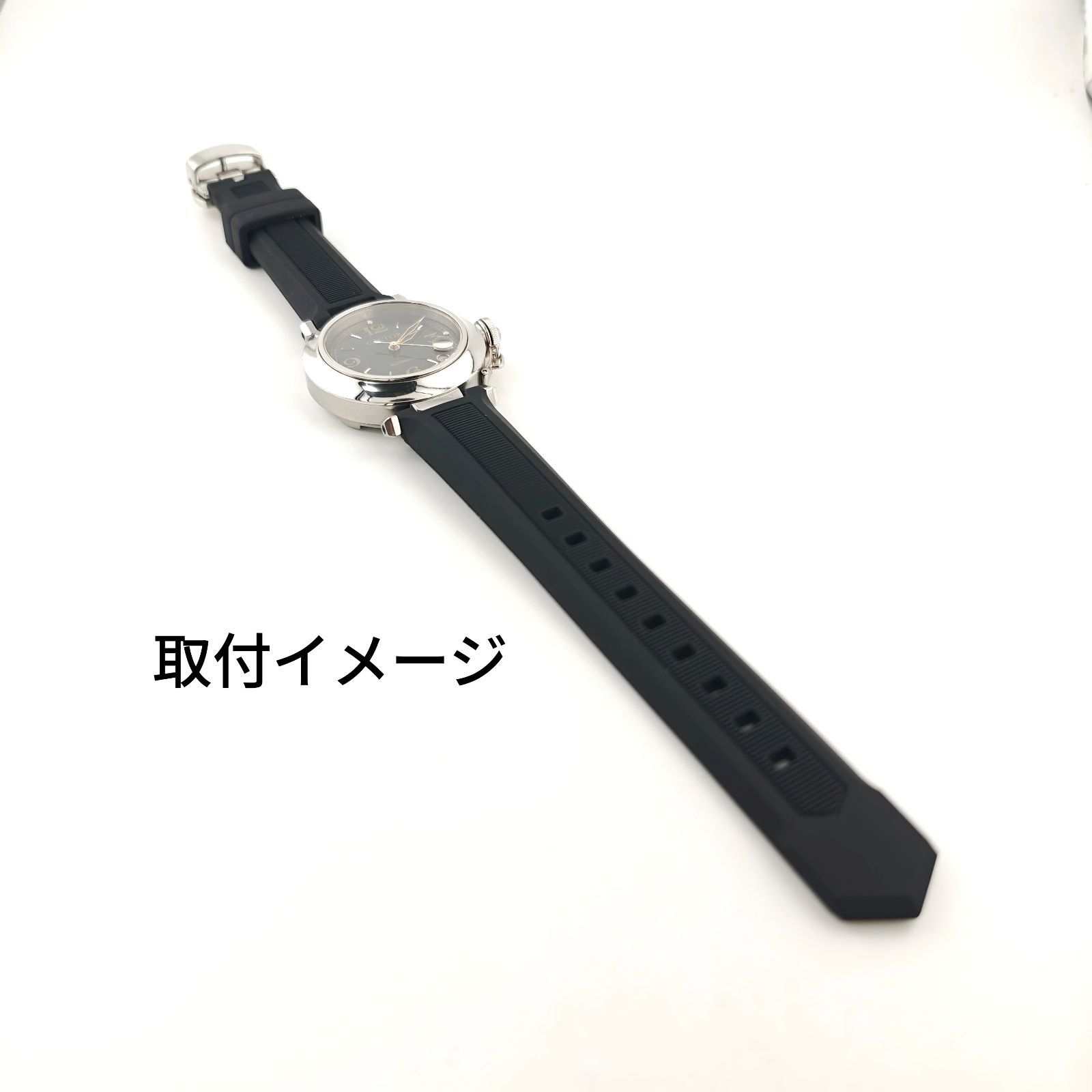 18mm 腕時計 凹型 シリコン ラバーベルト ブラック 黒 Dバックル