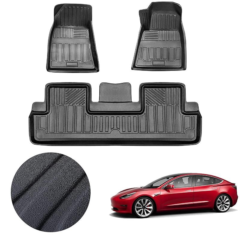 テスラ モデル3 3Dフロアマット 立体フロアマット Tesla model3 カーマット TPE素材 防水仕様 耐汚れ 耐磨耗性 滑り防止 Tesla モデル3 アクセサリー 車種専用設計 保護パーツ カー用品 3PCS (テスラ 