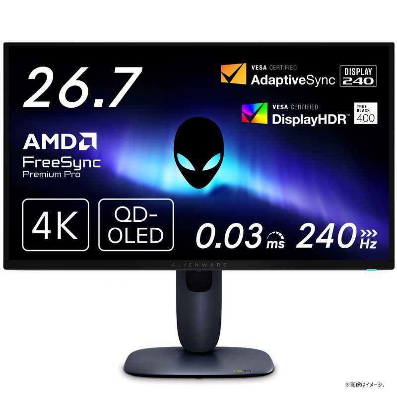 送料無料 ♥ 未開梱 DELL デル ゲーミング液晶ディスプレイ Alienware|QD-OLED|240|0.03ms|P対 26.7型 | 有機EL 4K 3840×2160 | ワイド ブラック AW2725Q-R