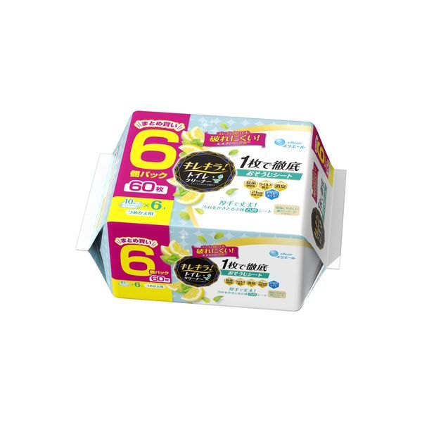 7営業日以内発送 同梱不可 お一人さま1点限り 大王製紙 4902011106855 キレキラ トイレクリーナー1枚で徹底おそうじシートシトラスミントつめかえ用60枚 10枚6P x8パック 沖縄離島販売不可