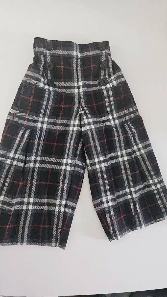 離乳する BURBERRY バーバリー チェックダブルボタン ワイドフィット ウールパンツ 3y