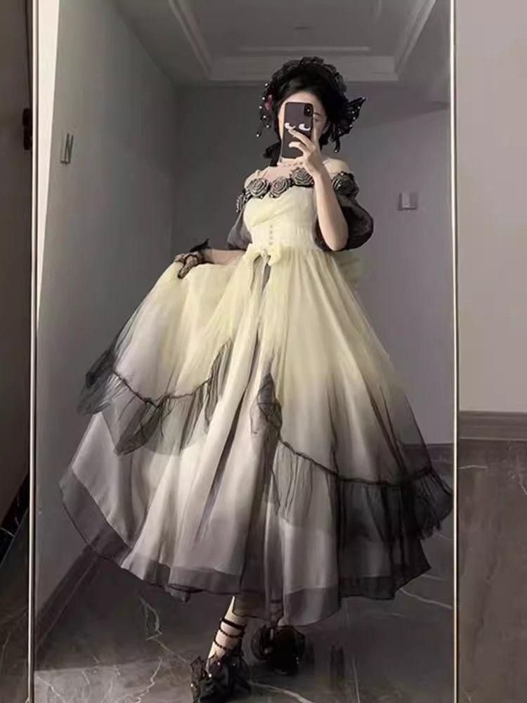 LT-04 豪華姫系 lolita 可愛 レトロ風 オリジナル 洋服 ロリータ ワンピース 美しい刺繍