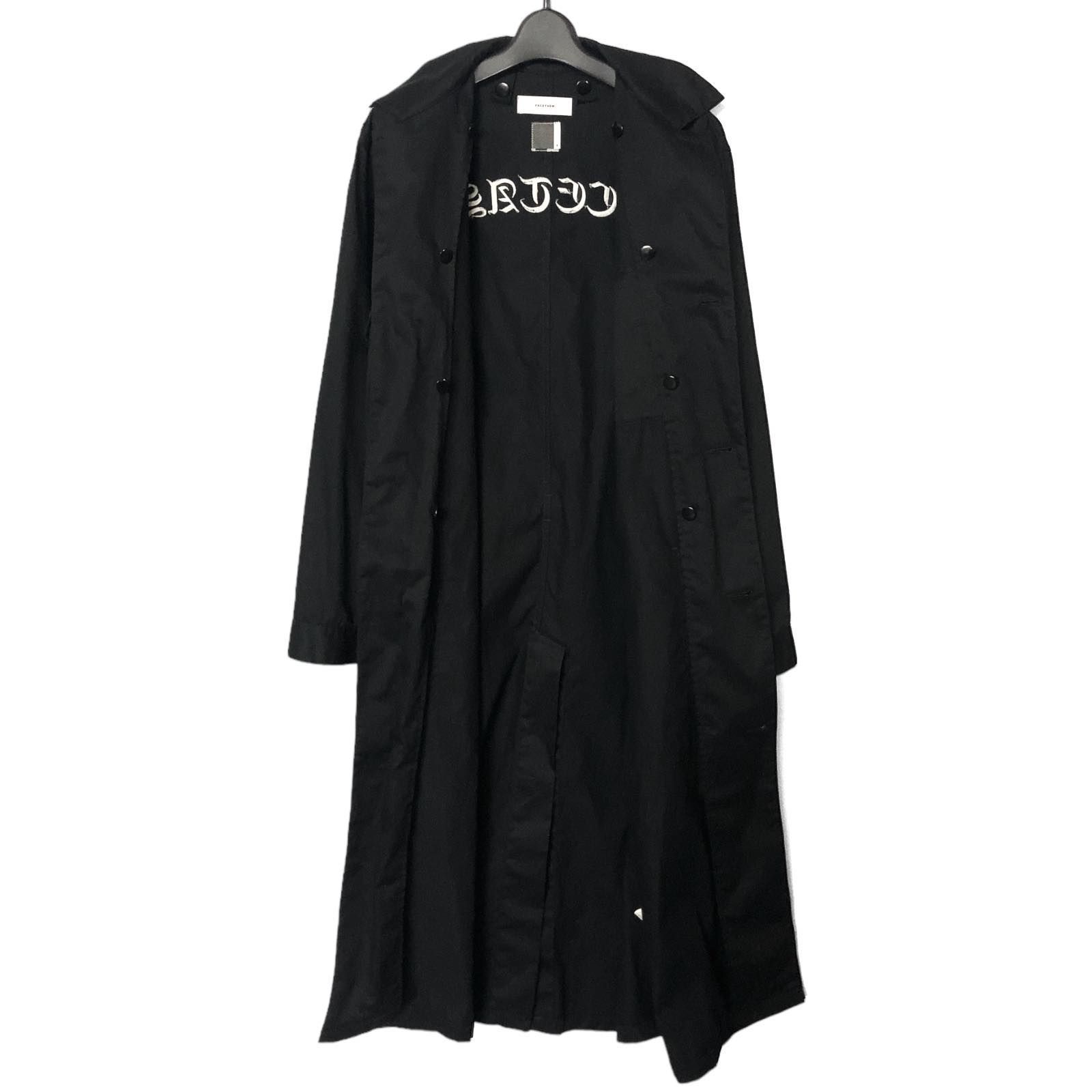 【中古品】FACETASM ファセッタズム ショップコート シャツ ロング バックロゴ刺繍 ベルト付き コットン 5 黒 ブラック YA-C0-U01