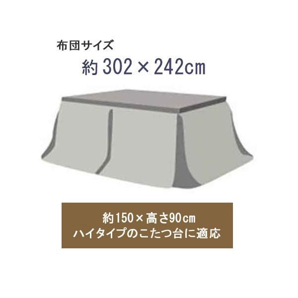 未開封新品 ハイタイプ/ダイニングこたつ布団 長方形150×90巾コタツ用