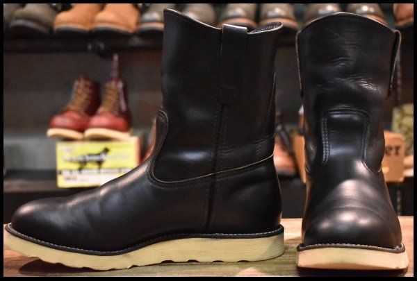 8.5E 羽タグ 98年 レッドウィング 8169 ペコス 黒 ブラッククローム プルオン ブーツ redwing pecos HOPESMORE FD416