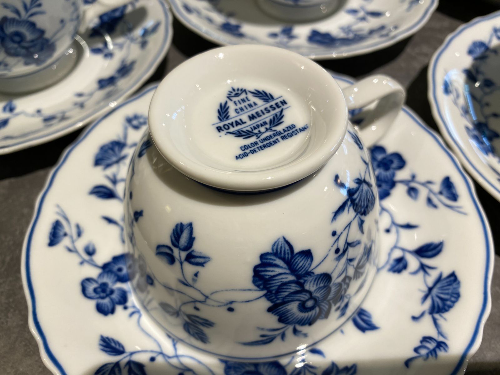 □良品 ロイヤルマイセン ROYAL MEISSEN カップ＆ソーサー ブルー 陶器 