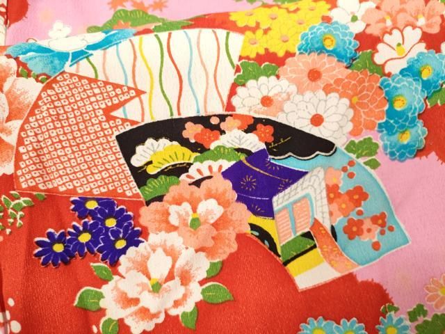 大正ロマン　七五三 アンティーク　華やかな花柄の着物 七五三用 平和屋着物[]アンティーク 大正ロマン 七五三 女の子 5歳 祝着