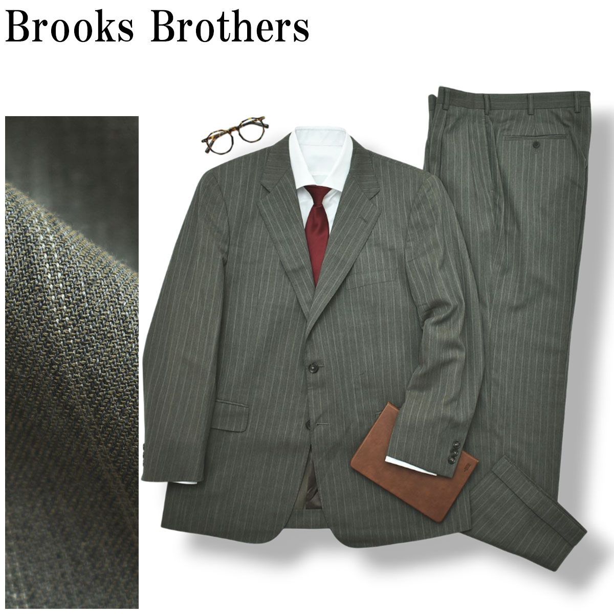 【美品】ブルックスブラザーズ　パンツスーツ　セットアップ　グレー　ストライプ ウール ピンストライプ シングル2釦スーツ Classic | Brooks