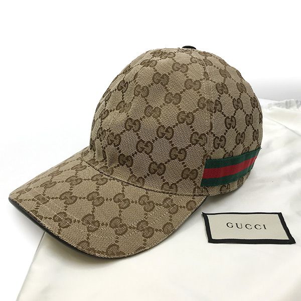 美品 GUCCI グッチ GGキャンバス ベースボールキャップ 帽子 シェリー