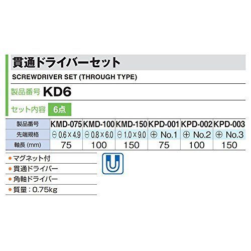 トネTONE 貫通ドライバーセット KD6 内容6点 - MTSHOP - メルカリ