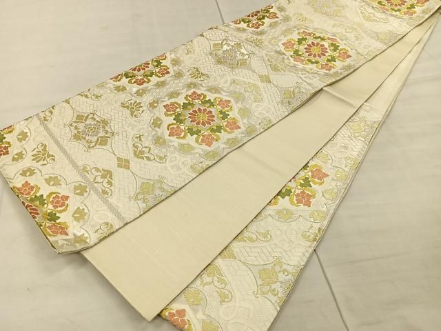 平和屋着物◎六通柄袋帯 唐織 正倉院花文 金銀糸 正絹 逸品 CAAU6923ua