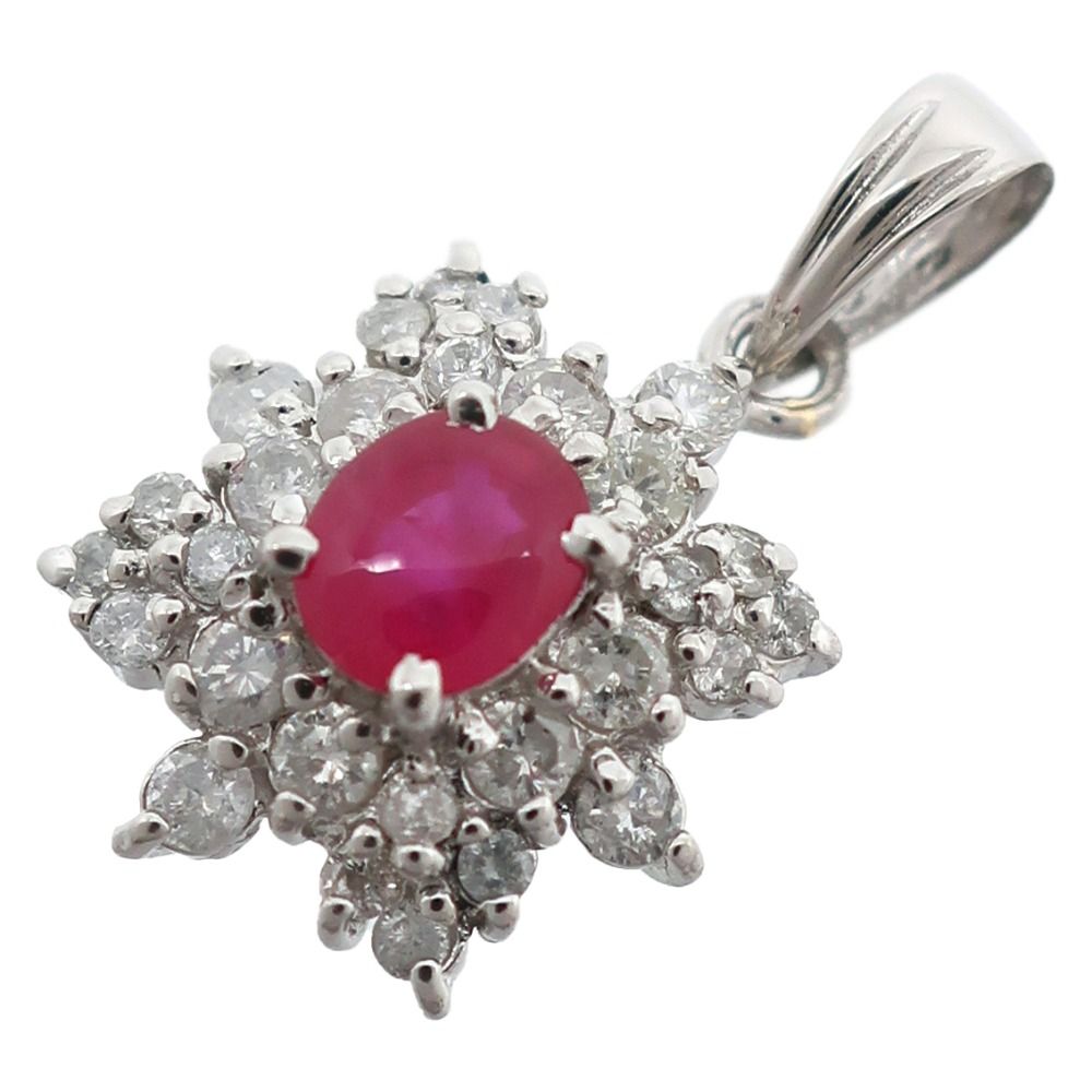 Pt900プラチナ×ルビー×ダイヤモンド 0.34/D0.28 レディース 1.6g