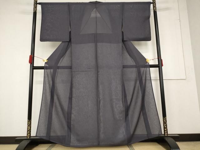 平和屋着物＊夏物 色無地 紗 濃鼠色 正絹 AABA6857st