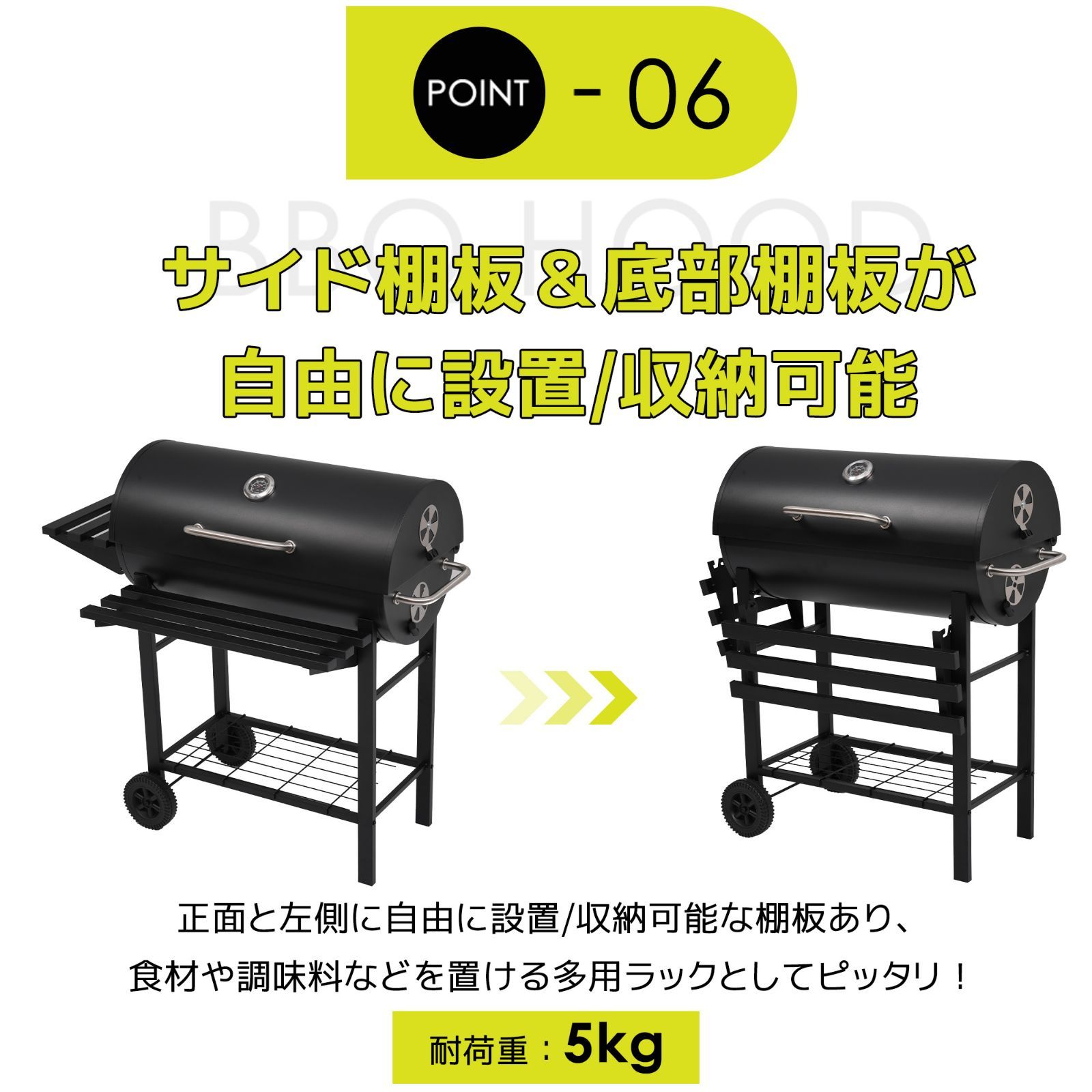 バーベキューコンロ 焼き網 温度計 多用棚板 8-12人用 燻製 BBQコンロ 8-12人用 バーベキューコンロ 折りたたみ 大型 ビッグ 焼き網