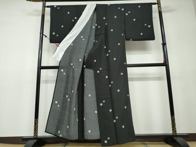 平和屋着物＊夏物　小紋　紗　秋草文　洗える着物　未使用　BAAU3459hj 平和屋着物＊夏物 小紋 紗 草花文 ロング丈 洗える着物 未使用 AAAZ1345fy